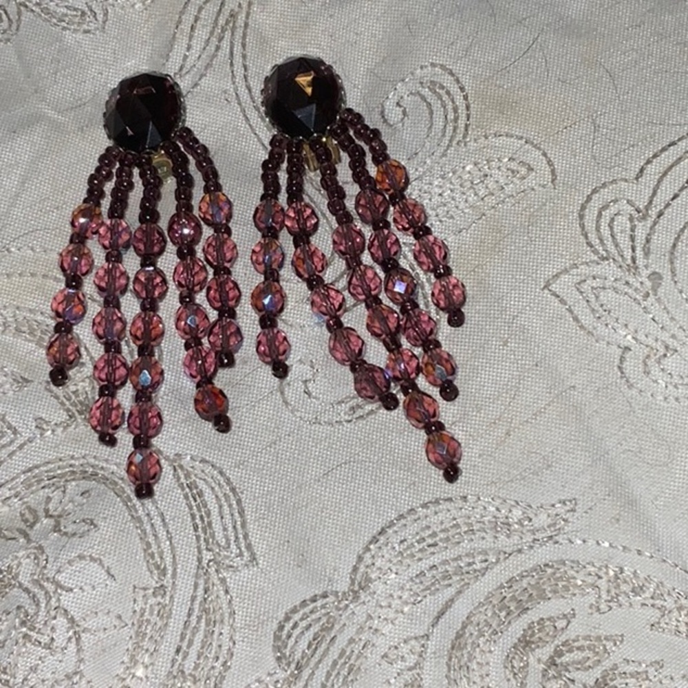 Elegant Beaded Dangle Earrings Chipita 1980’s
